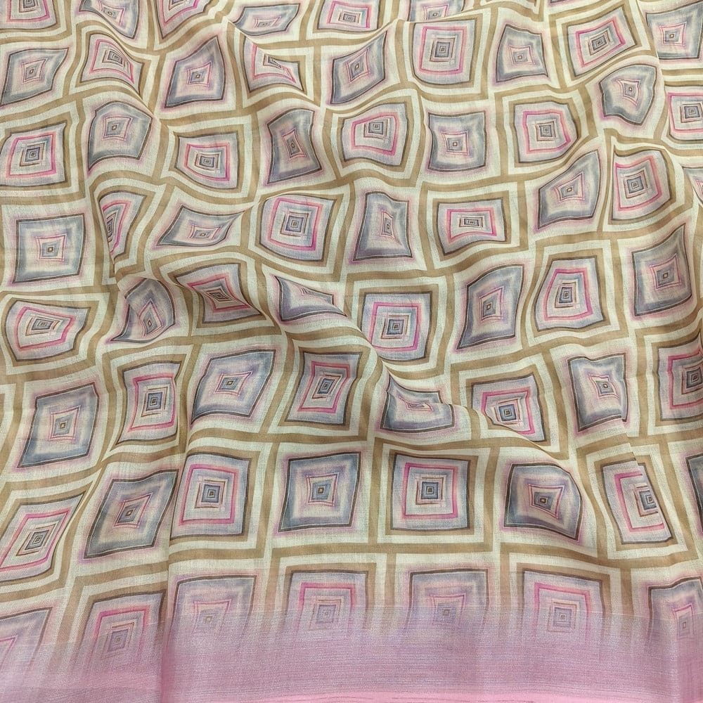 Abstract printed fancy semi linen saree ns151-Neidhal