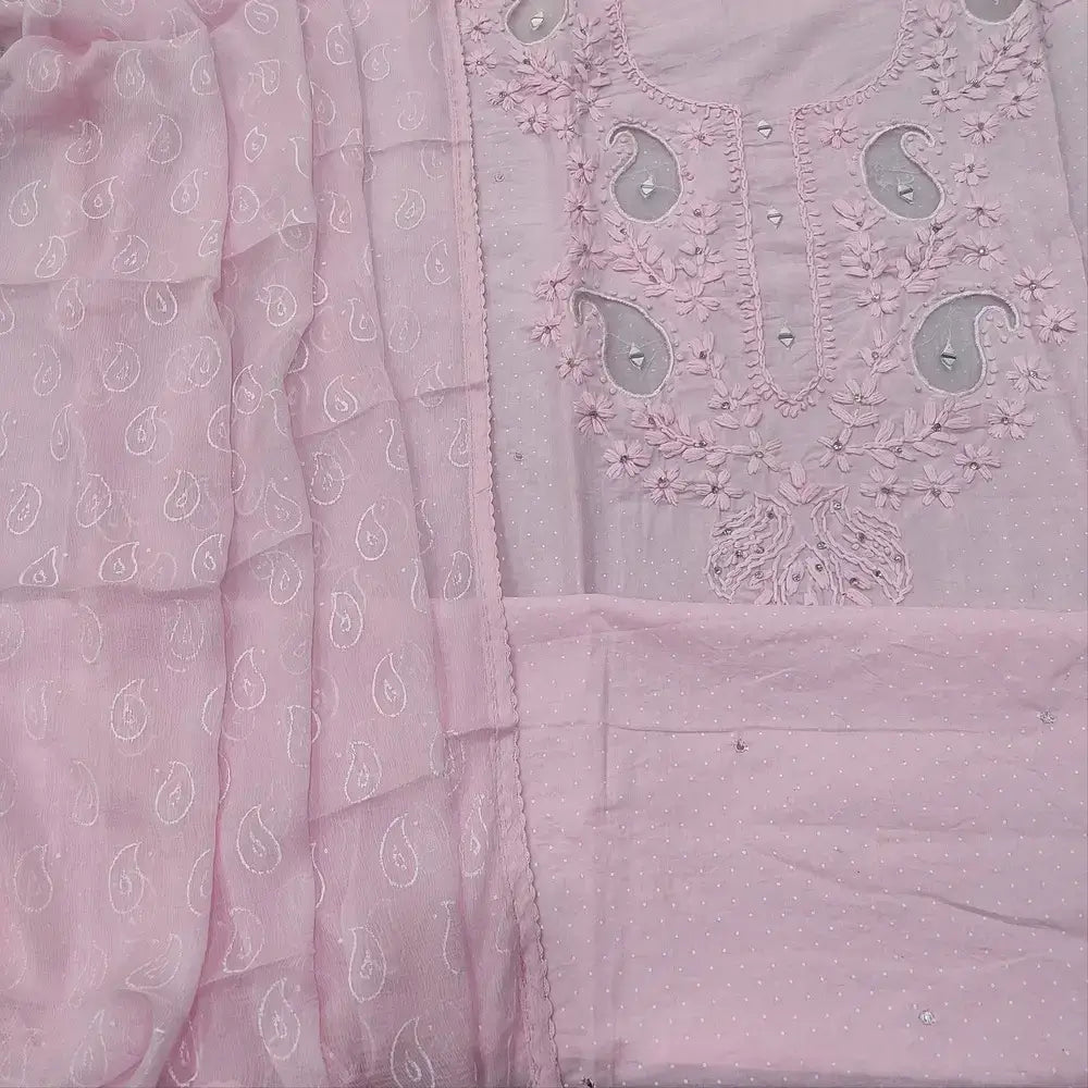 Baby pink printed mul cotton salwar material ap251005-Neidhal