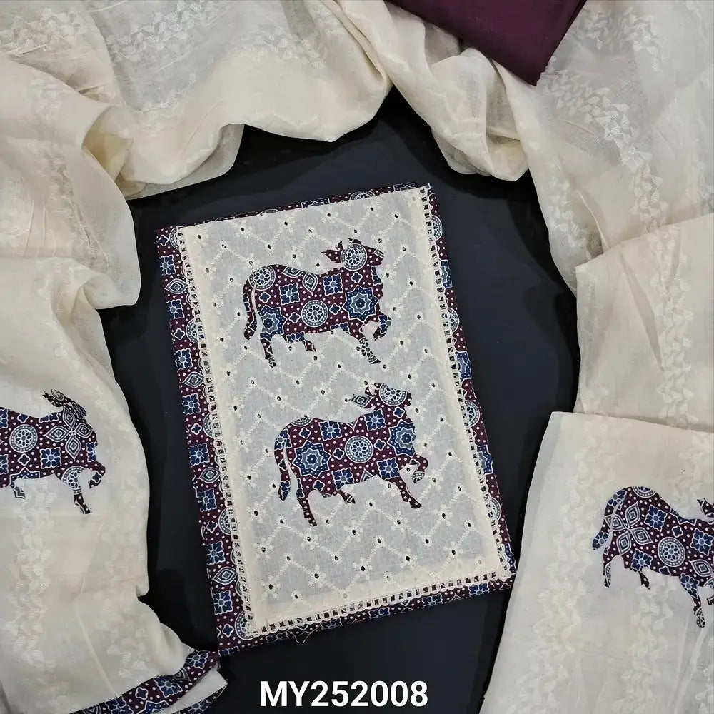 beetroot purple ajrak printed cotton salwar material my252008-Neidhal