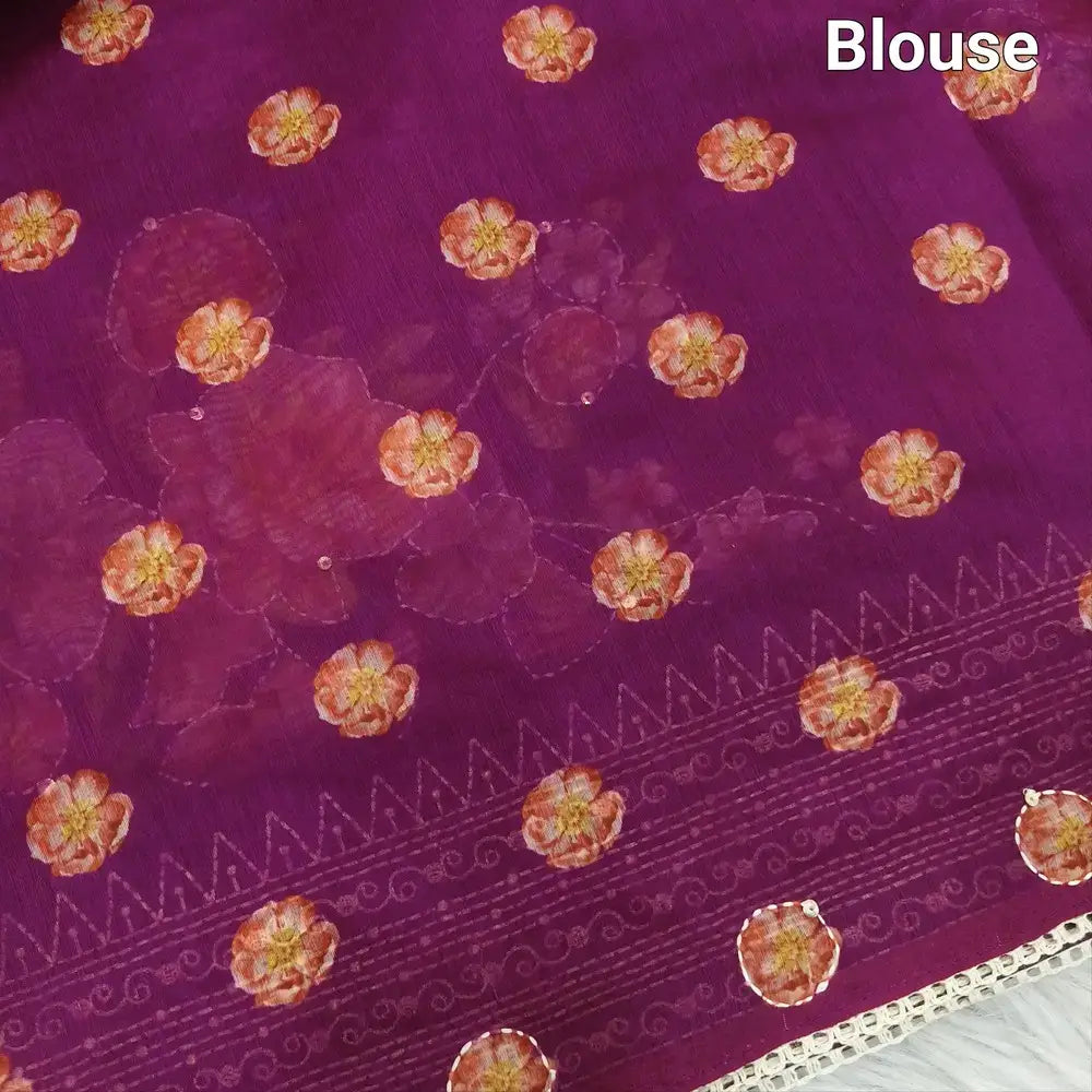 Beetroot purple designer digital printed soft silk cotton saree ns99-Neidhal