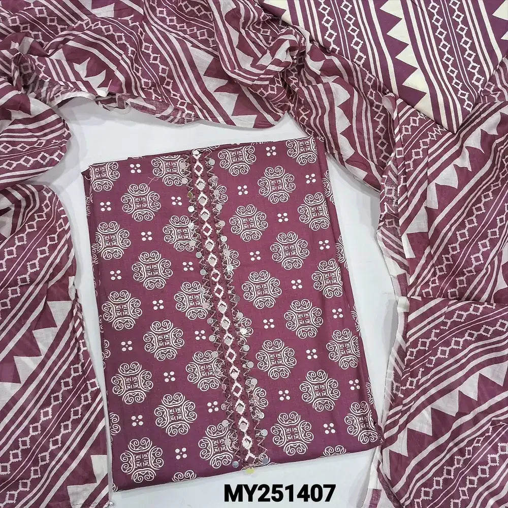 Beetroot purple printed soft cotton salwar material my251407-Neidhal