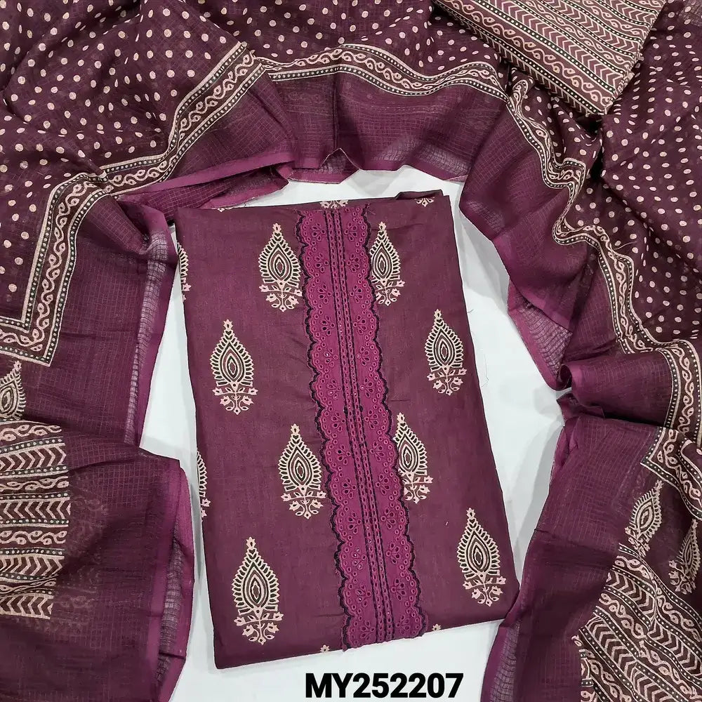 Beetroot purple printed soft cotton salwar material my252207-Neidhal
