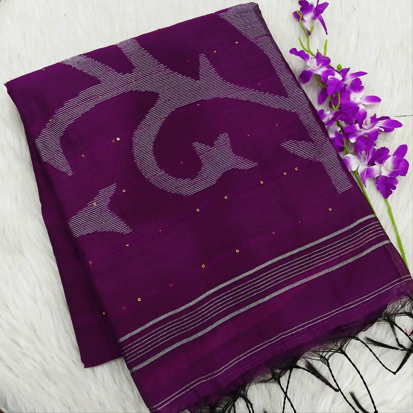 Beetroot purple slub silk cotton saree ns87-Neidhal