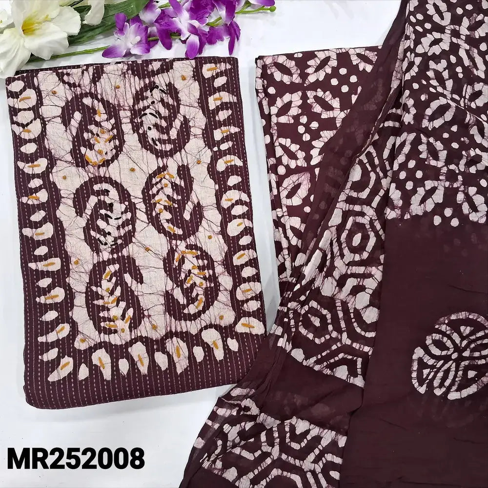 Beetroot purple wax batik kantha cotton salwar material mr252008-Neidhal