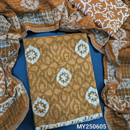 Beige batik jakard cotton salwar material my250605-Neidhal