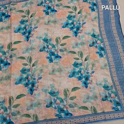 Beige blue fancy silk cotton saree ws719-Neidhal