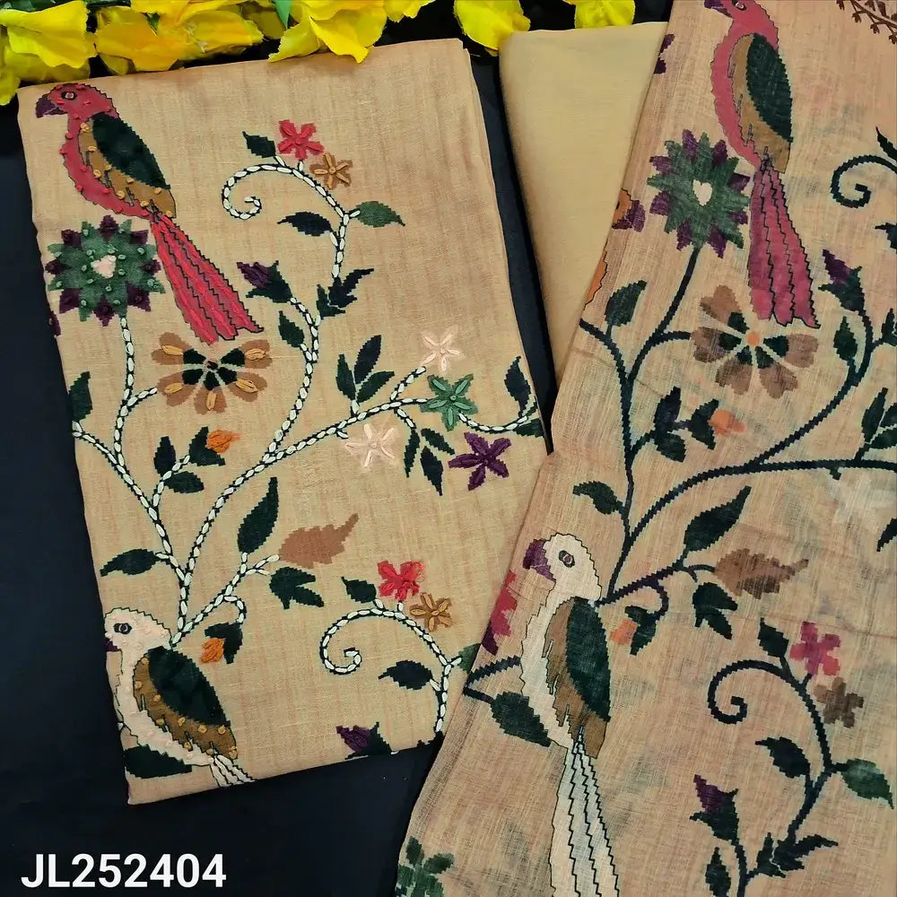 Beige designer digital printed linen salwar material jl252404-Neidhal