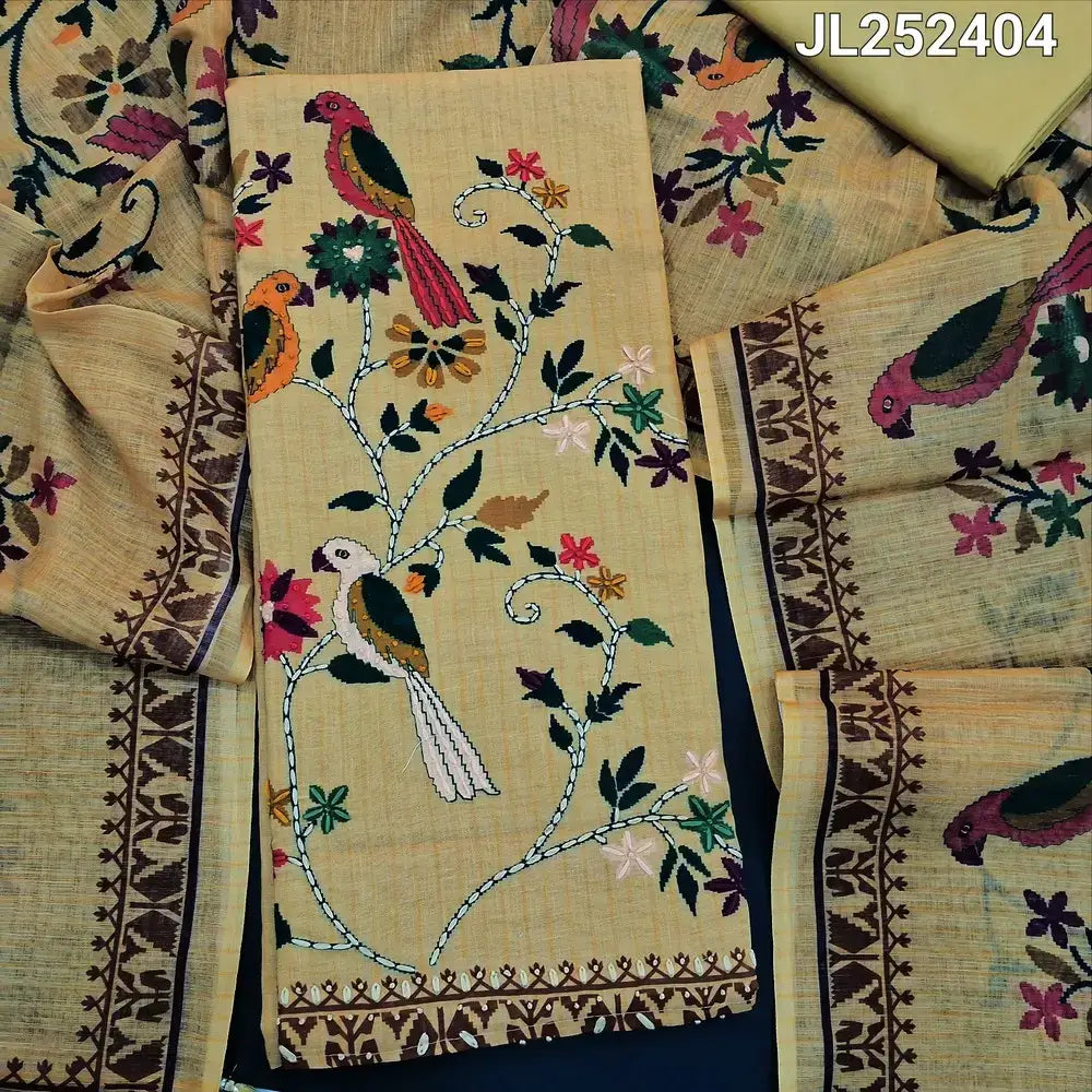 Beige designer digital printed linen salwar material jl252404-Neidhal