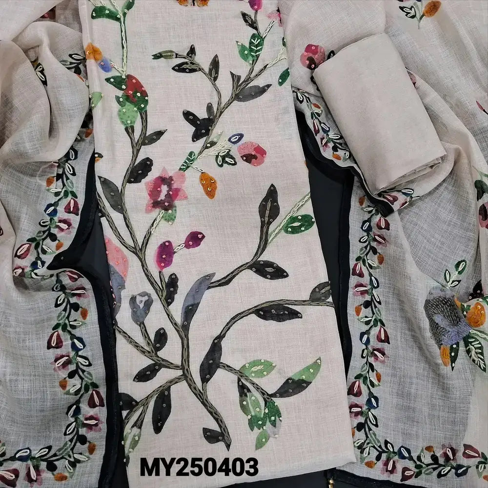 Beige designer digital printed linen salwar material my250403-Neidhal