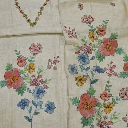 Beige designer digital printed pure tissue linen salwar material ag252301 Neidhal