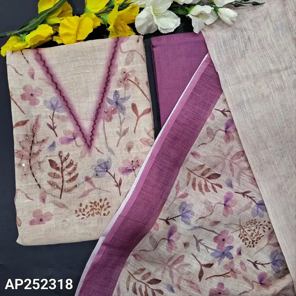 Beige designer digital printed semi linen salwar material ap252318-Neidhal