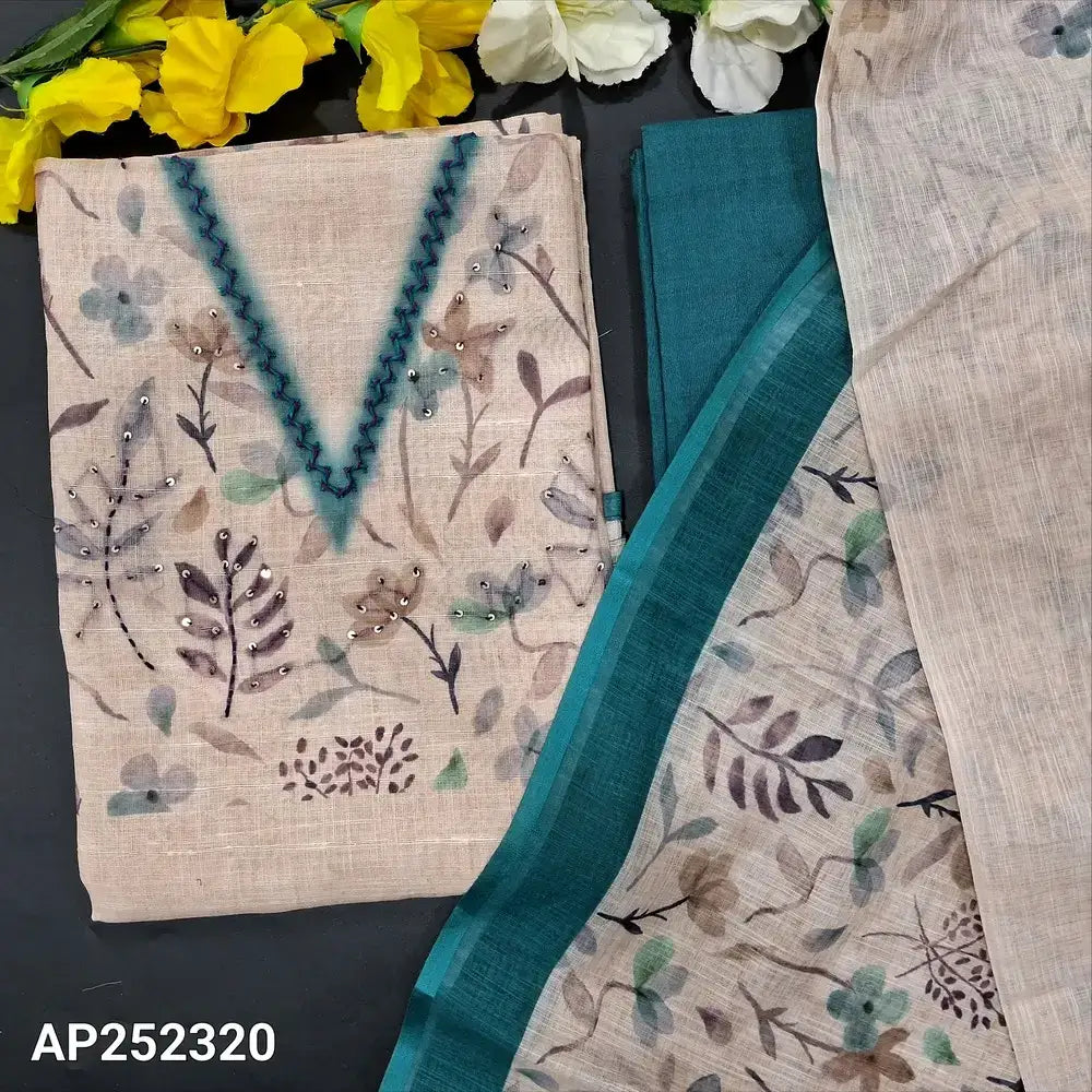 Beige designer digital printed semi linen salwar material ap252320-Neidhal
