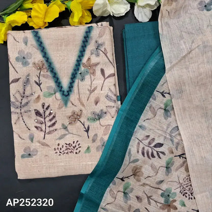 Beige designer digital printed semi linen salwar material ap252320-Neidhal