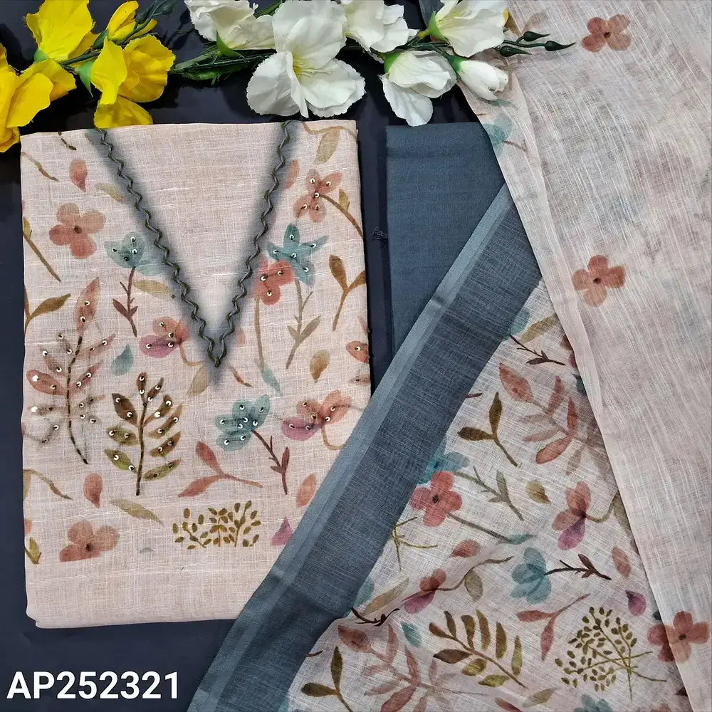 Beige designer digital printed semi linen salwar material ap252321-Neidhal