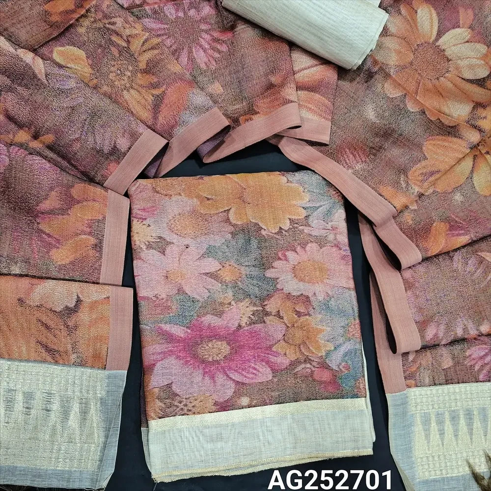 Beige designer jamdani woven silk cotton salwar material ag252701 Neidhal