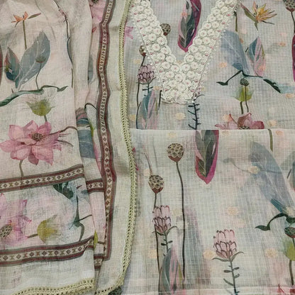 Beige designer printed kota silk cotton salwar material ap252524-Neidhal