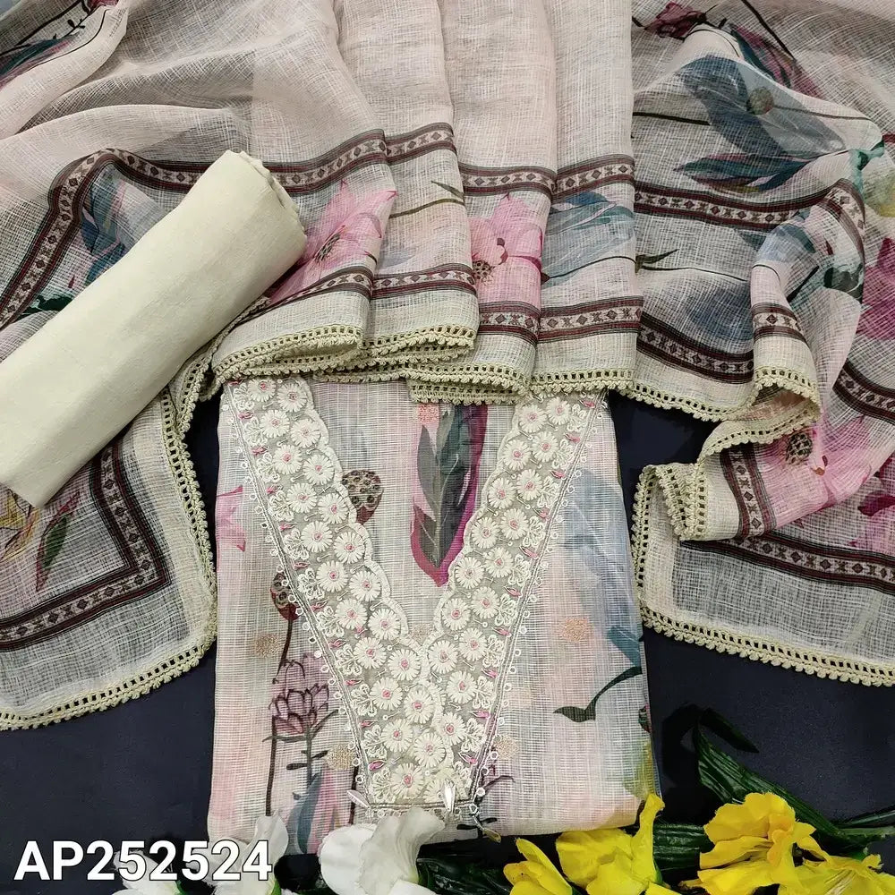 Beige designer printed kota silk cotton salwar material ap252524-Neidhal