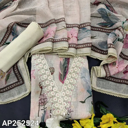 Beige designer printed kota silk cotton salwar material ap252524-Neidhal