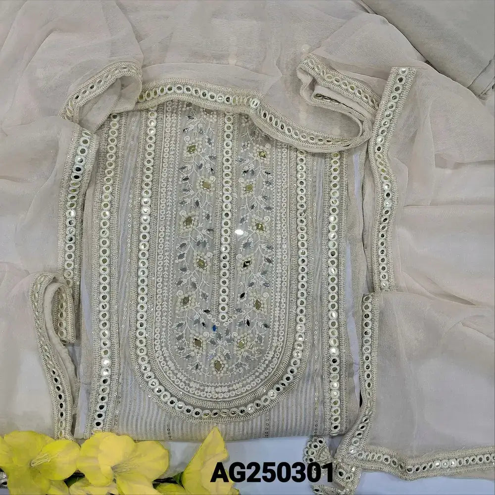 Beige designer tissue organza salwar material ag250301-Neidhal