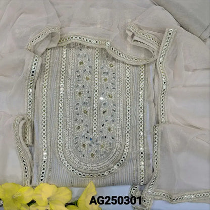 Beige designer tissue organza salwar material ag250301-Neidhal