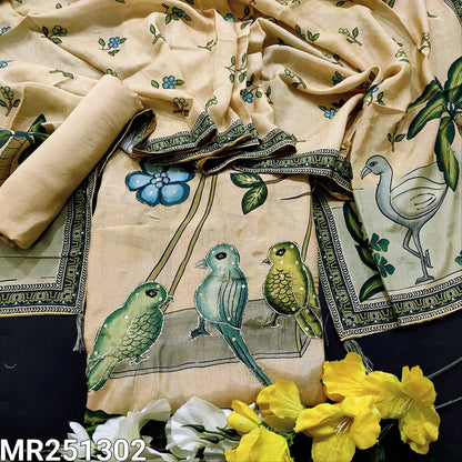 Beige digital printed maslin silk salwar material mr251302-Neidhal