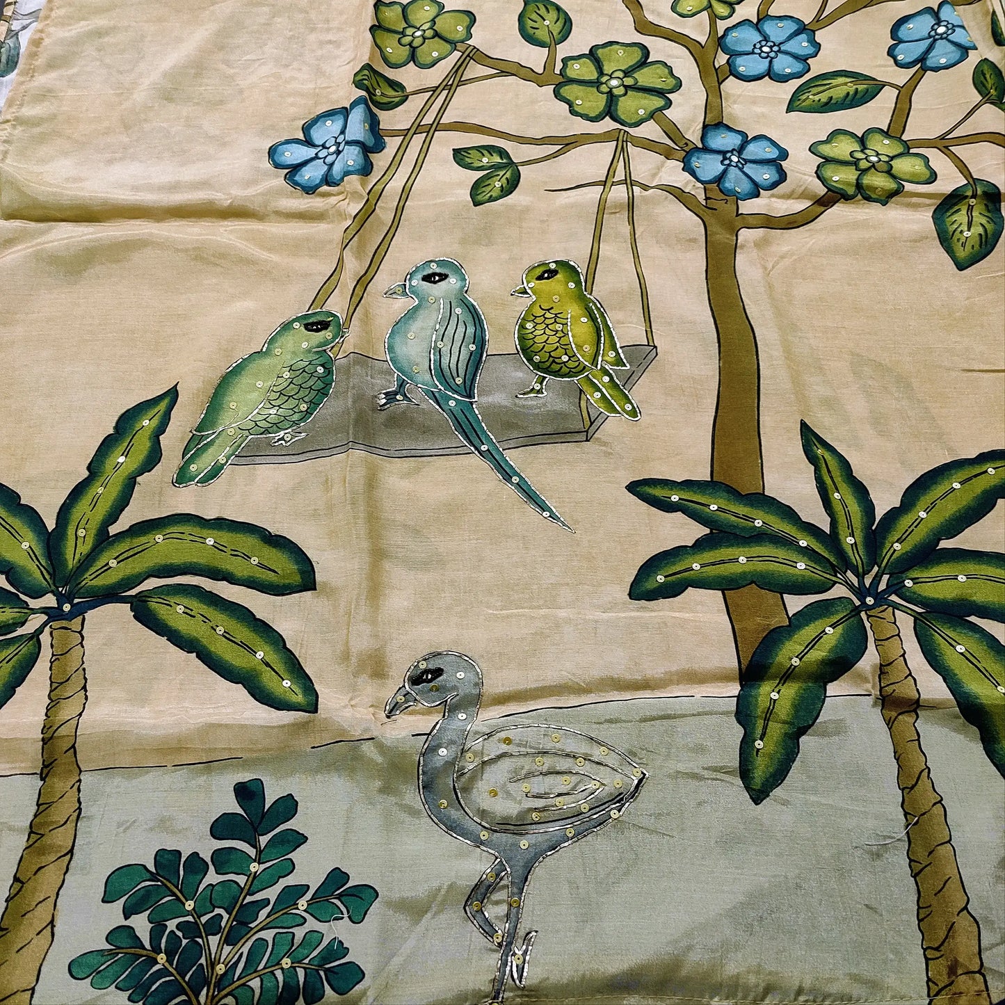 Beige digital printed maslin silk salwar material mr251302-Neidhal