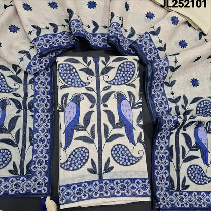 Beige digital printed premium linen salwar material jl252101-Neidhal