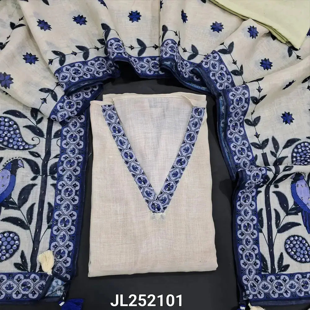 Beige digital printed premium linen salwar material jl252101-Neidhal