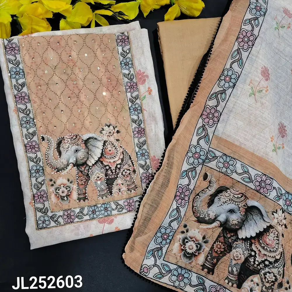 Beige digital printed semi linen salwar material jl252603-Neidhal