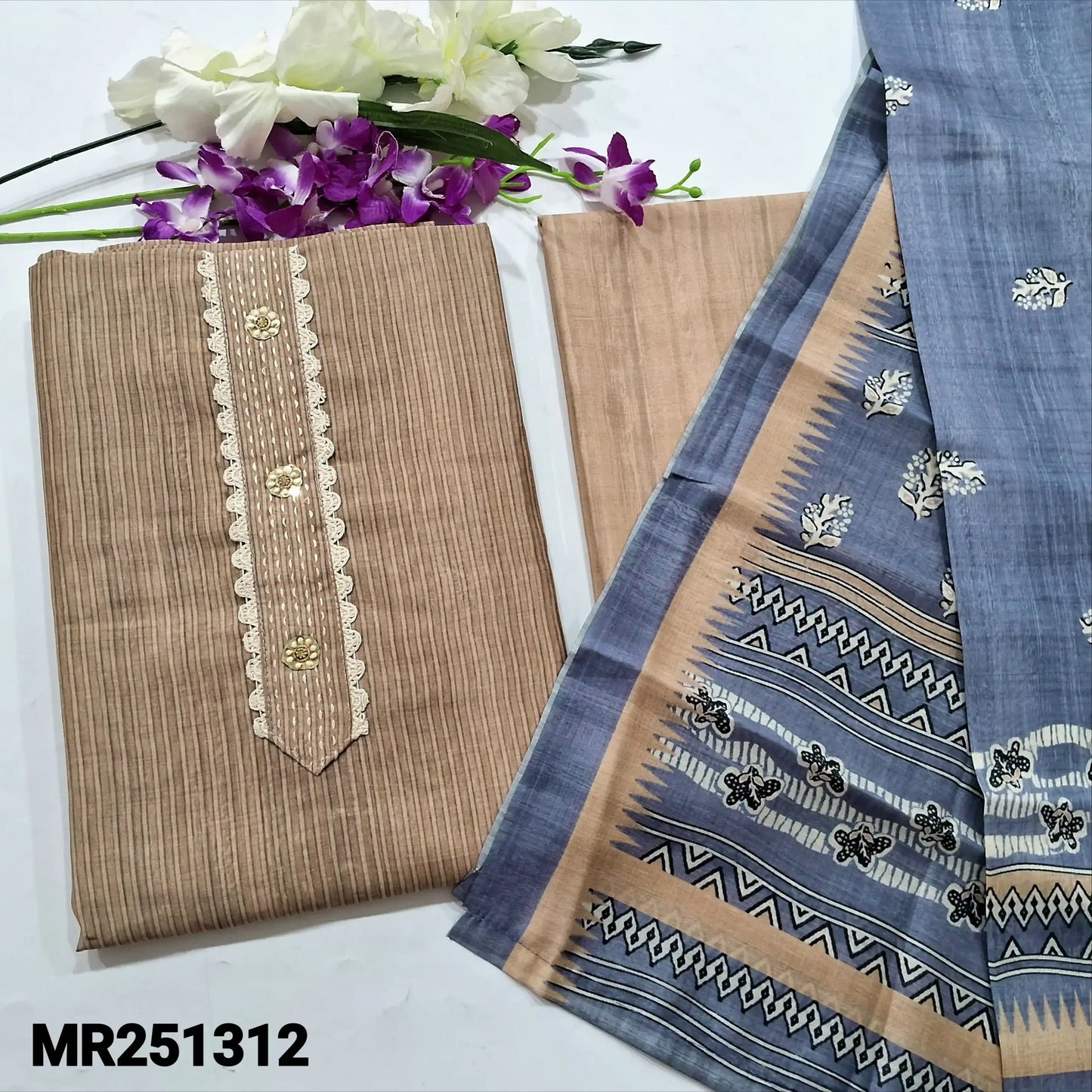 Beige digital printed silk cotton salwar material mr251312-Neidhal