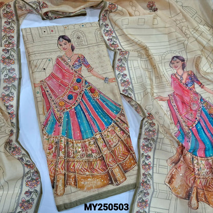 Beige digital printed silk cotton salwar material my250503-Neidhal
