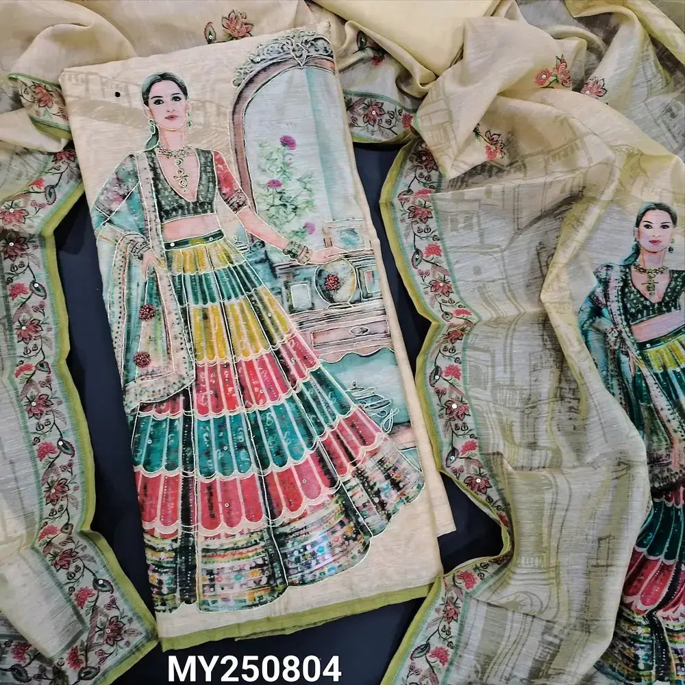 Beige digital printed silk cotton salwar material my250804-Neidhal