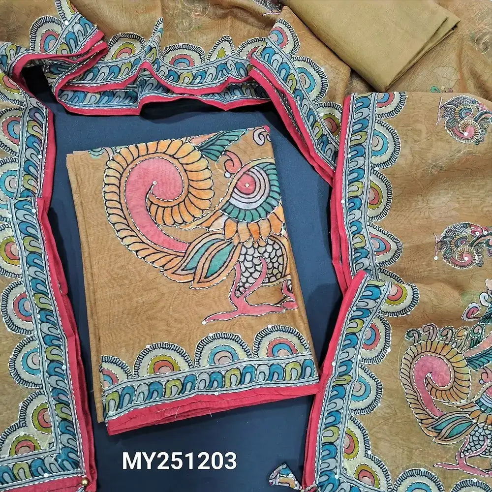 Beige digital printed silk cotton salwar material my251203-Neidhal