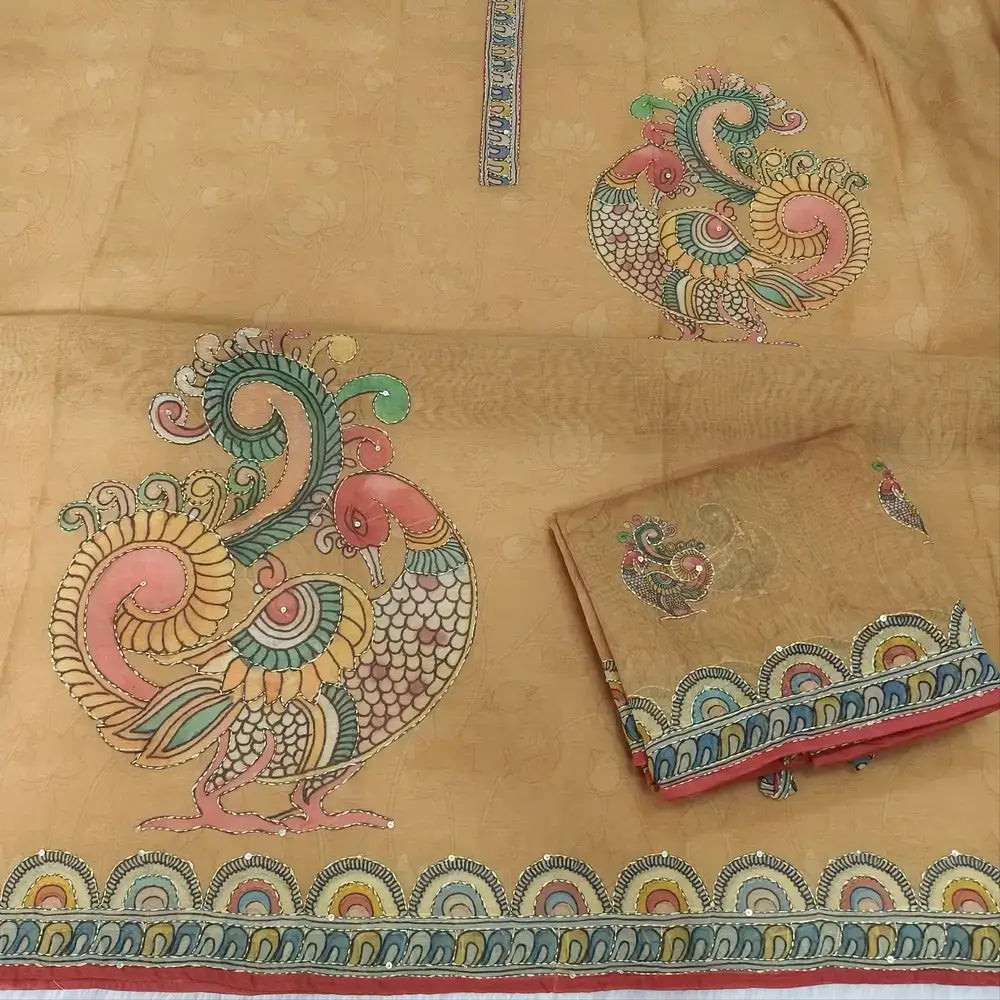 Beige digital printed silk cotton salwar material my251203-Neidhal