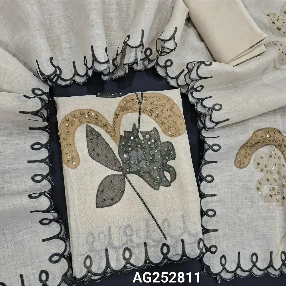 Beige digital printed tissue linen salwar material ag252811 Neidhal