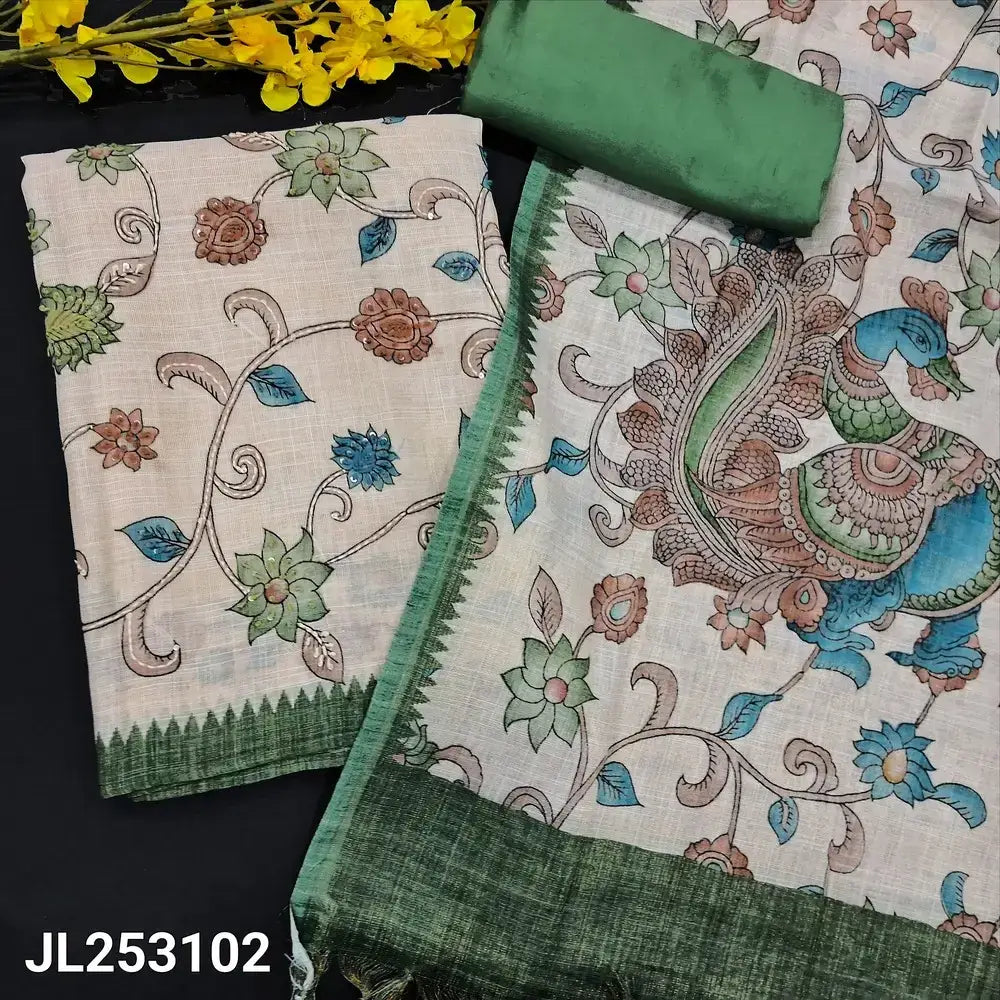 Beige digital printed tissue linen salwar material jl253102-Neidhal