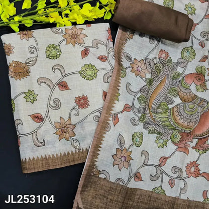 Beige digital printed tissue linen salwar material jl253104-Neidhal