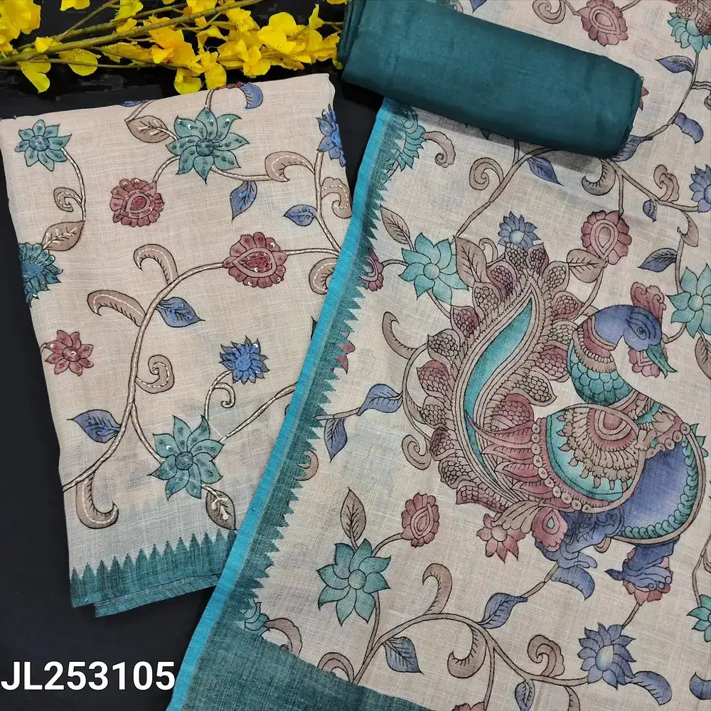 Beige digital printed tissue linen salwar material jl253105-Neidhal