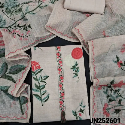 Beige floral printed premium linen salwar material jn252601-Neidhal