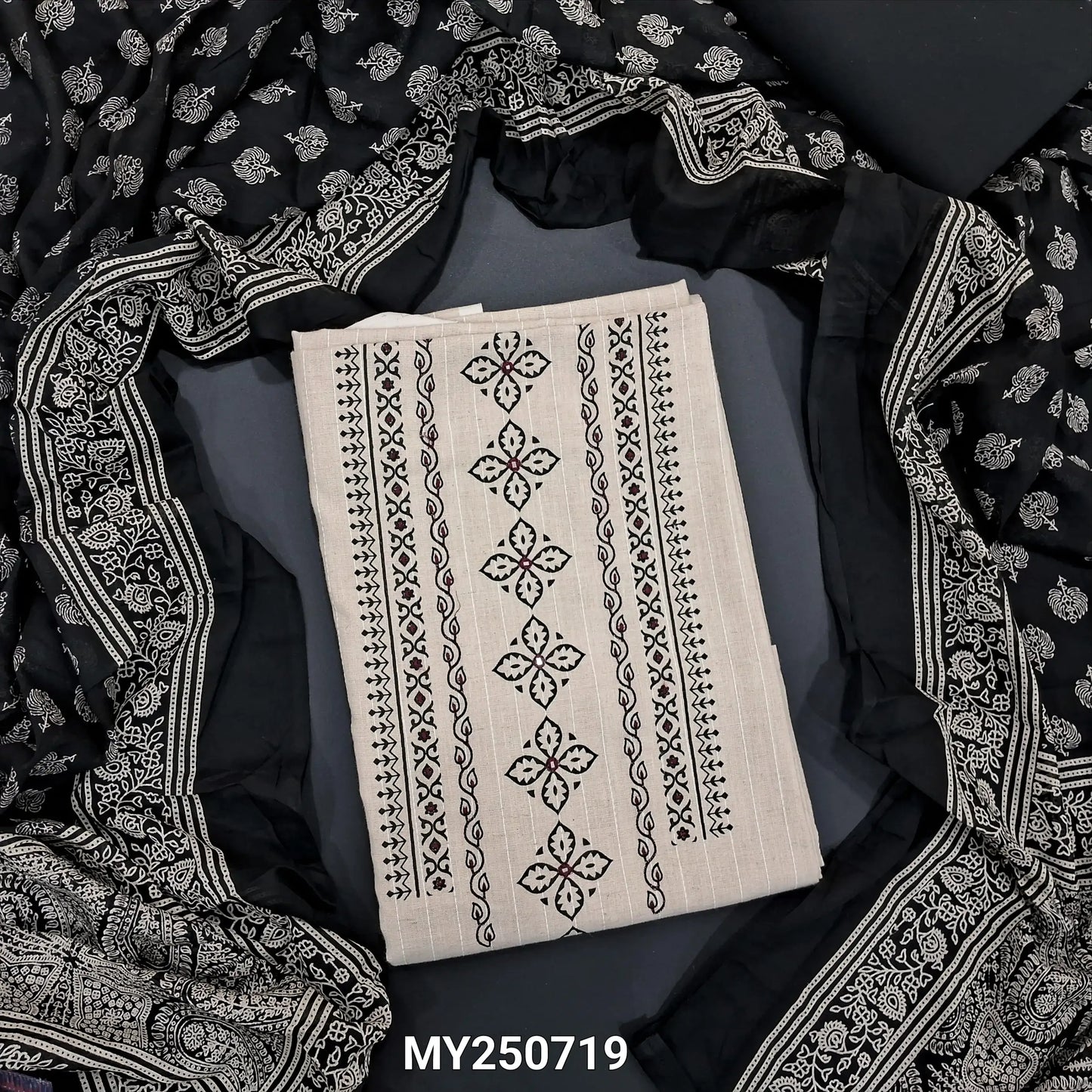 Beige handloom cotton salwar material my250719-Neidhal