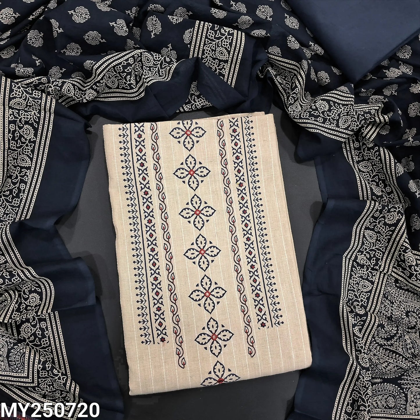 Beige handloom cotton salwar material my250720-Neidhal