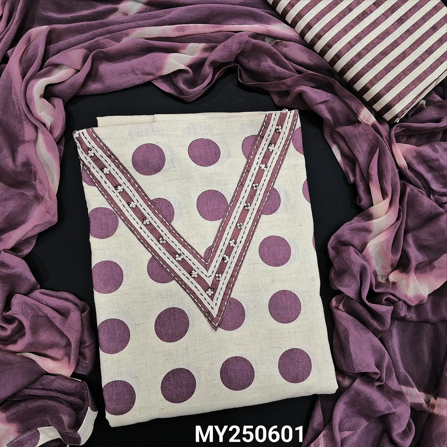 Beige jute flex cotton salwar material my250601-Neidhal