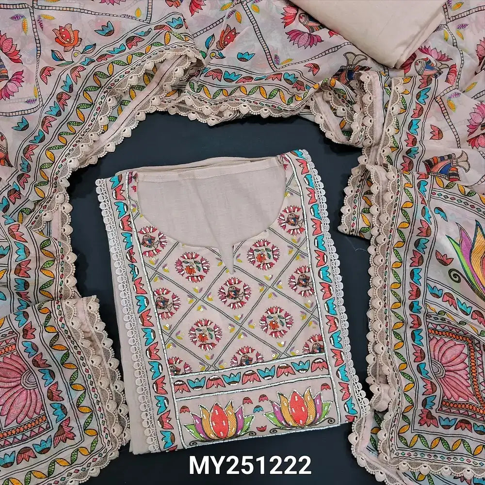 Beige mul chanderi salwar material my251222-Neidhal