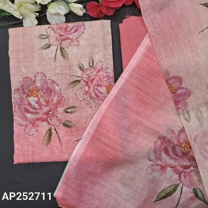 Beige pink schiffli embroidered printed semi linen salwar material ap252711-Neidhal