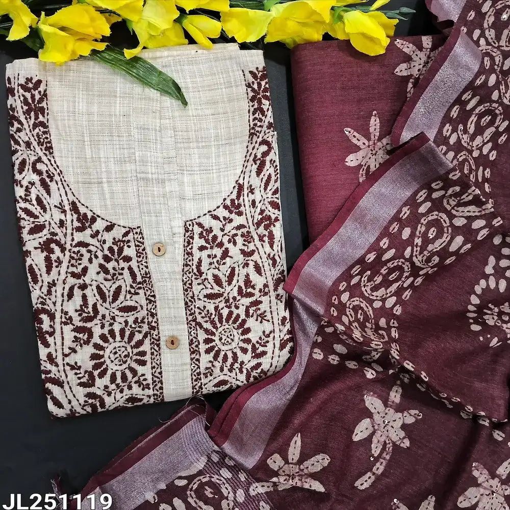 Beige premium linen salwar material jl251120-Neidhal