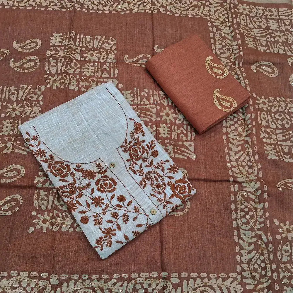 Beige premium linen salwar material my253013-Neidhal