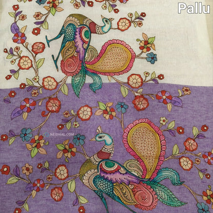 Beige premium linen saree ns60-Neidhal