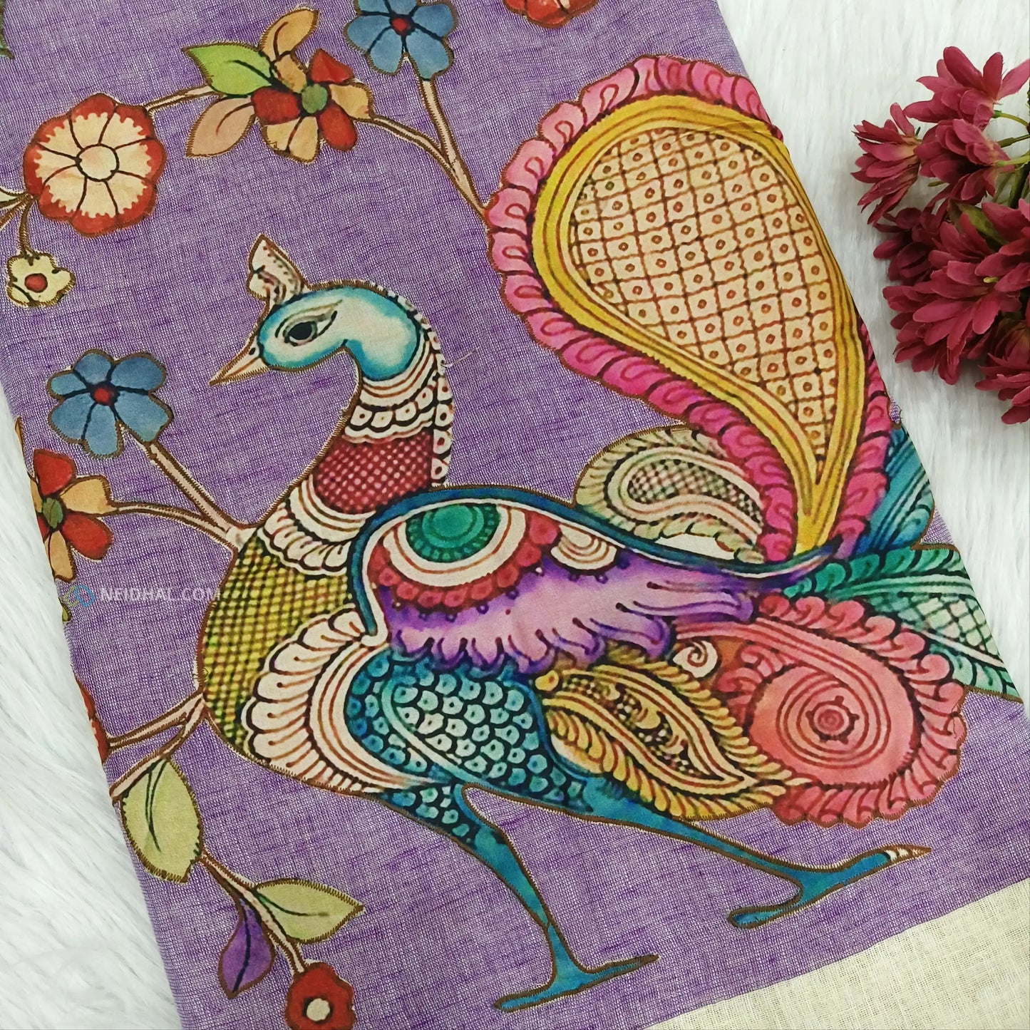 Beige premium linen saree ns60-Neidhal