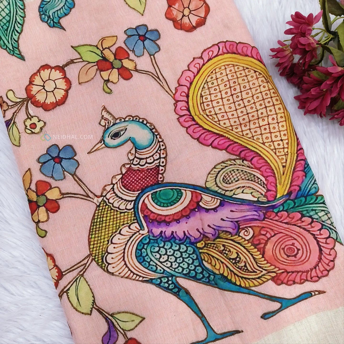 Beige premium linen saree ns61-Neidhal