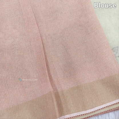 Beige premium linen saree ns61-Neidhal